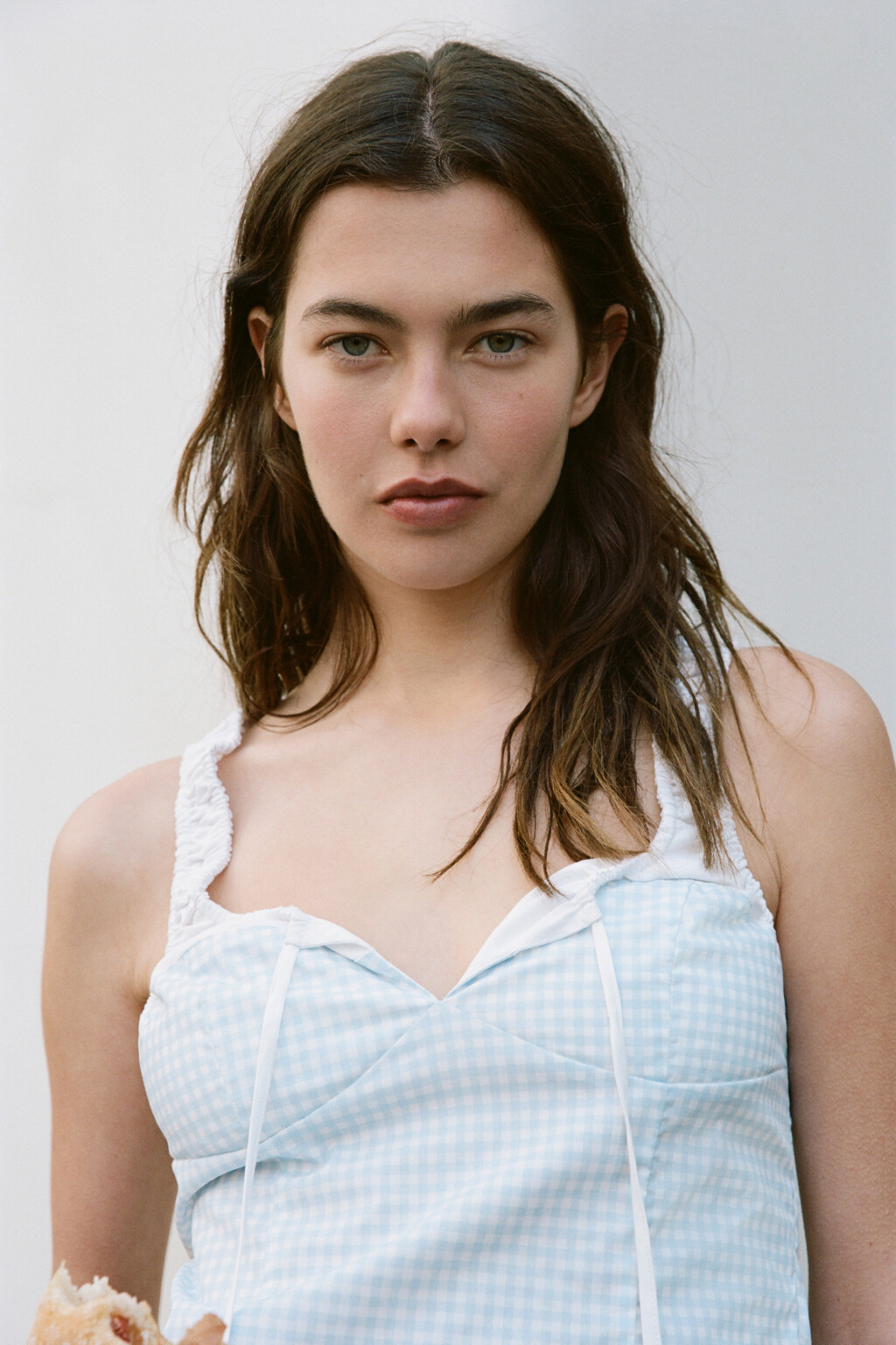 Топ облегающий с завязками на груди - цвет синий - 7