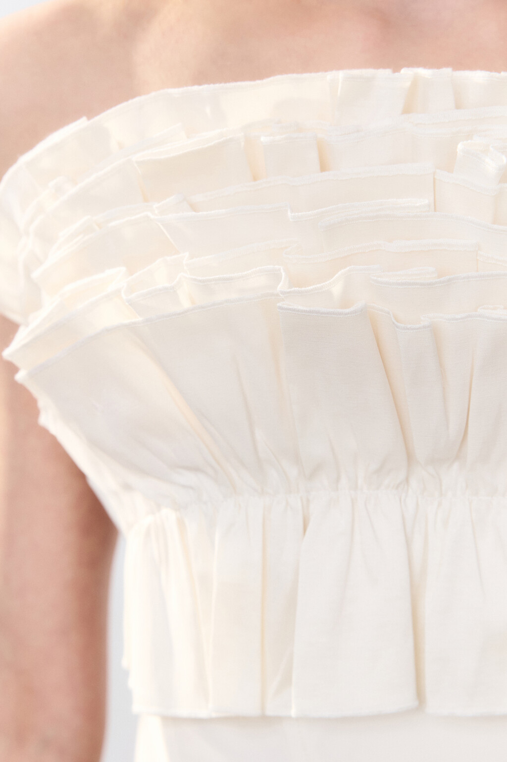 Топ-корсет из тафты с пышным лифом - цвет бежевый - 7