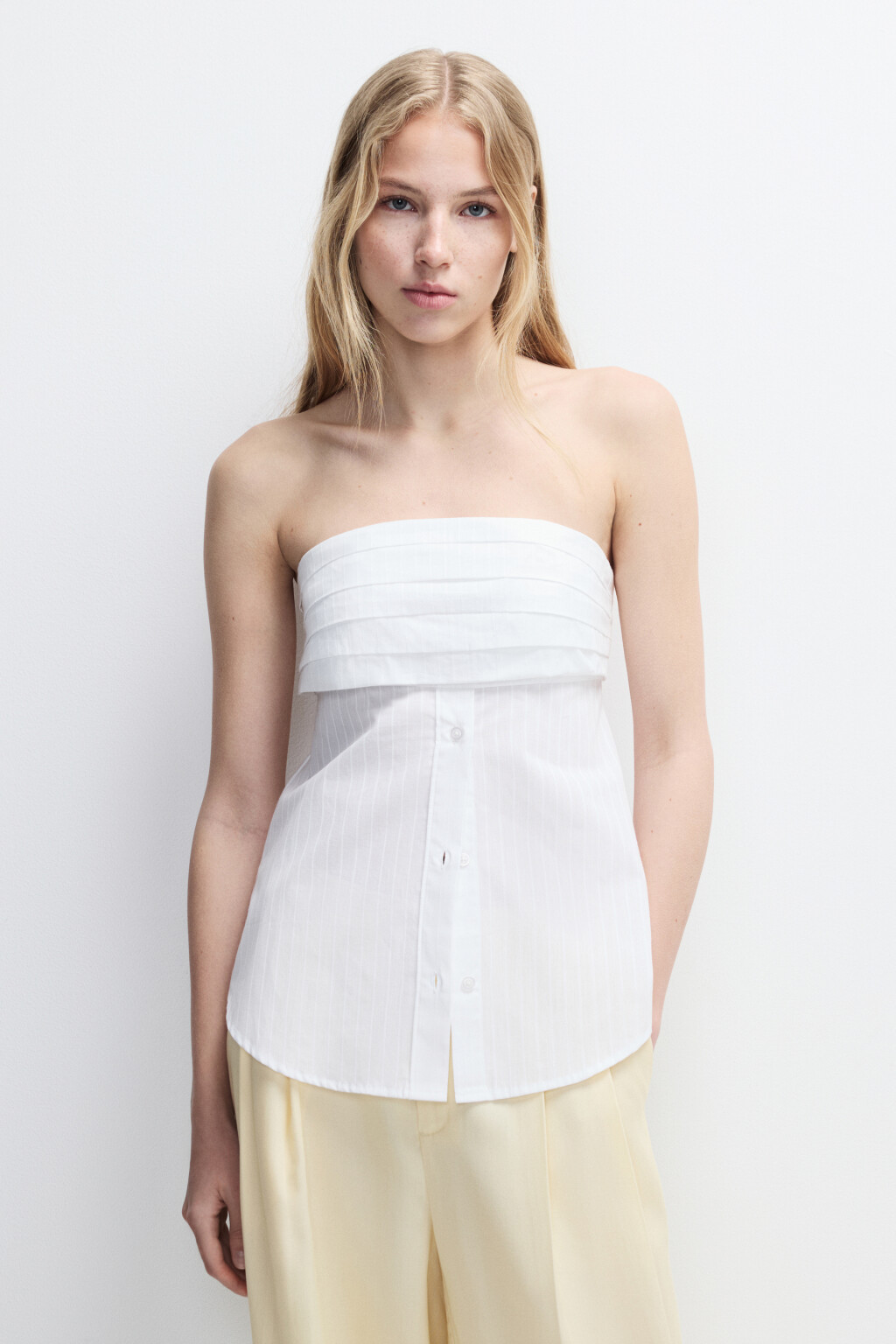 Топ-бандо хлопковый с отрезным лифом - цвет белый - 2
