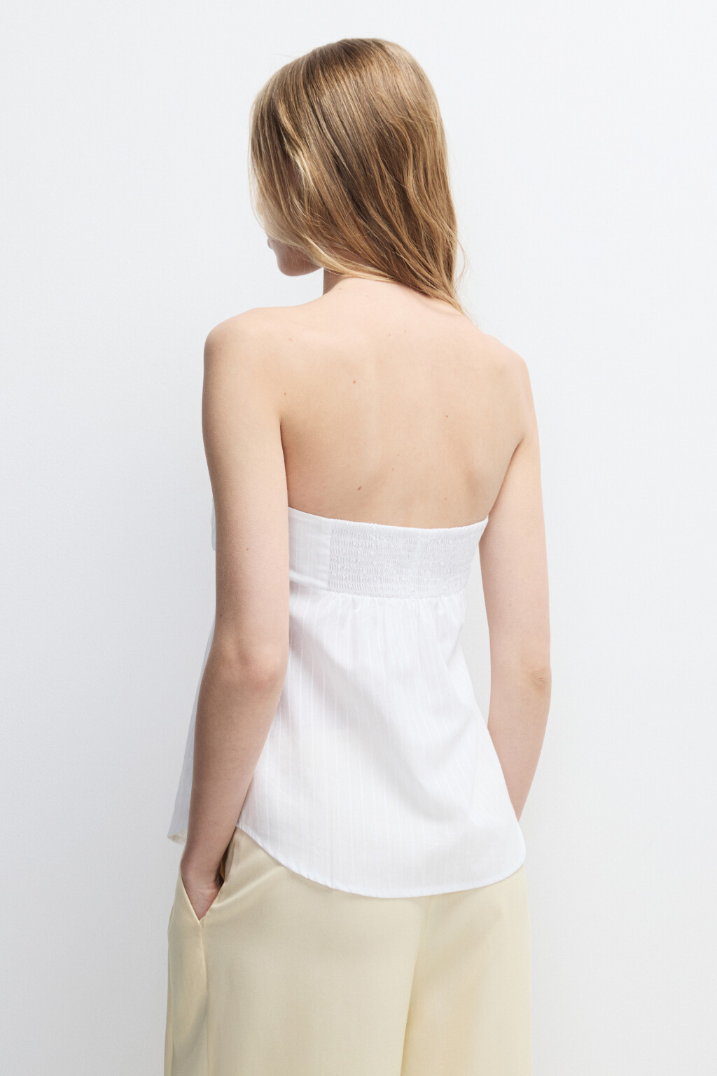Топ-бандо хлопковый с отрезным лифом - цвет белый - 3