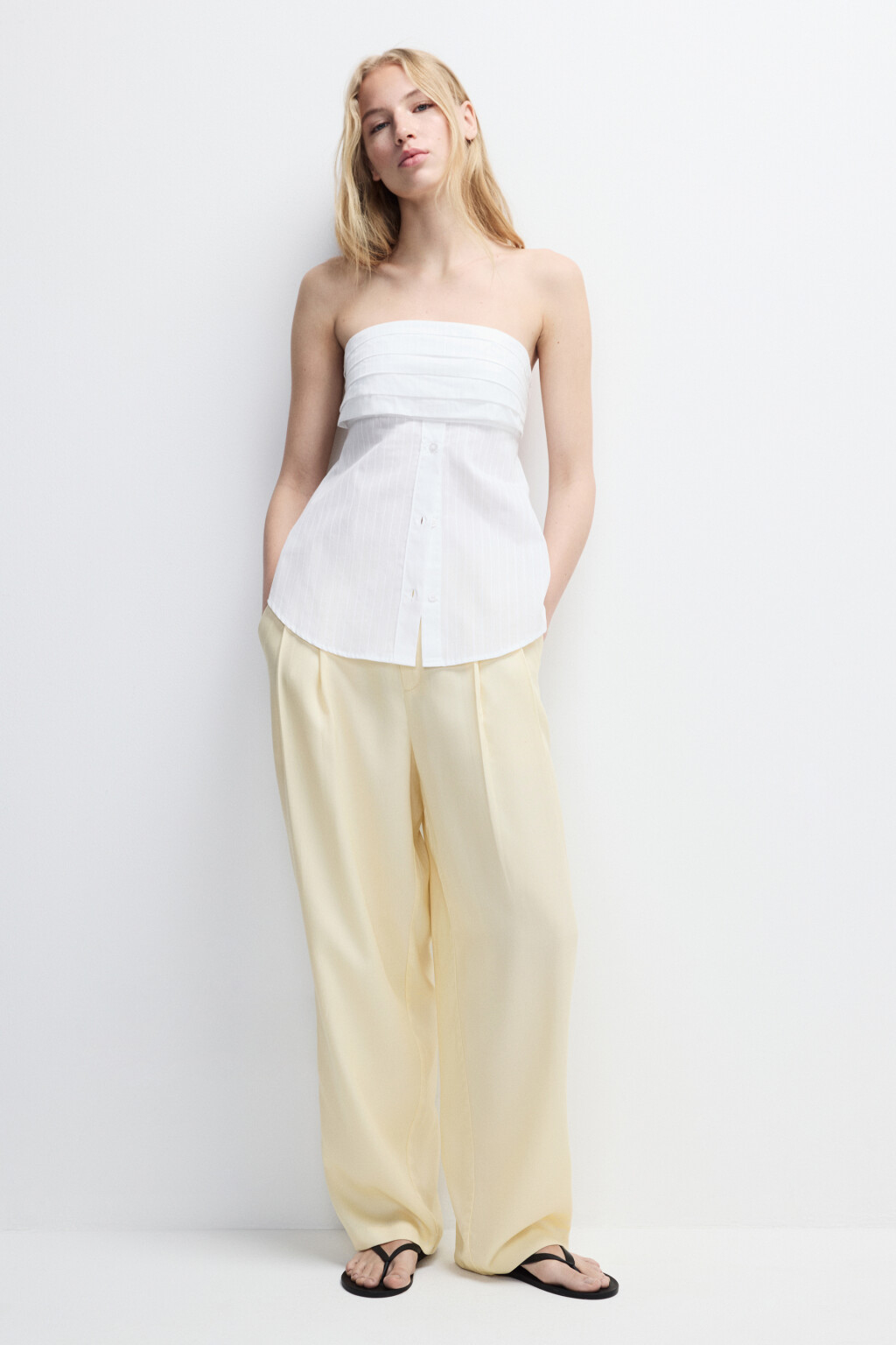 Топ-бандо хлопковый с отрезным лифом - цвет белый - 4