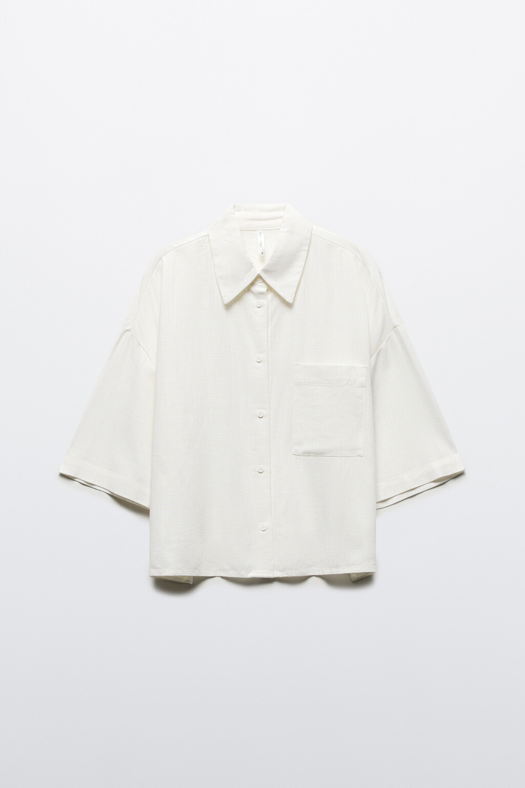 Рубашка укороченная из вискозы со льном - цвет белый - 8