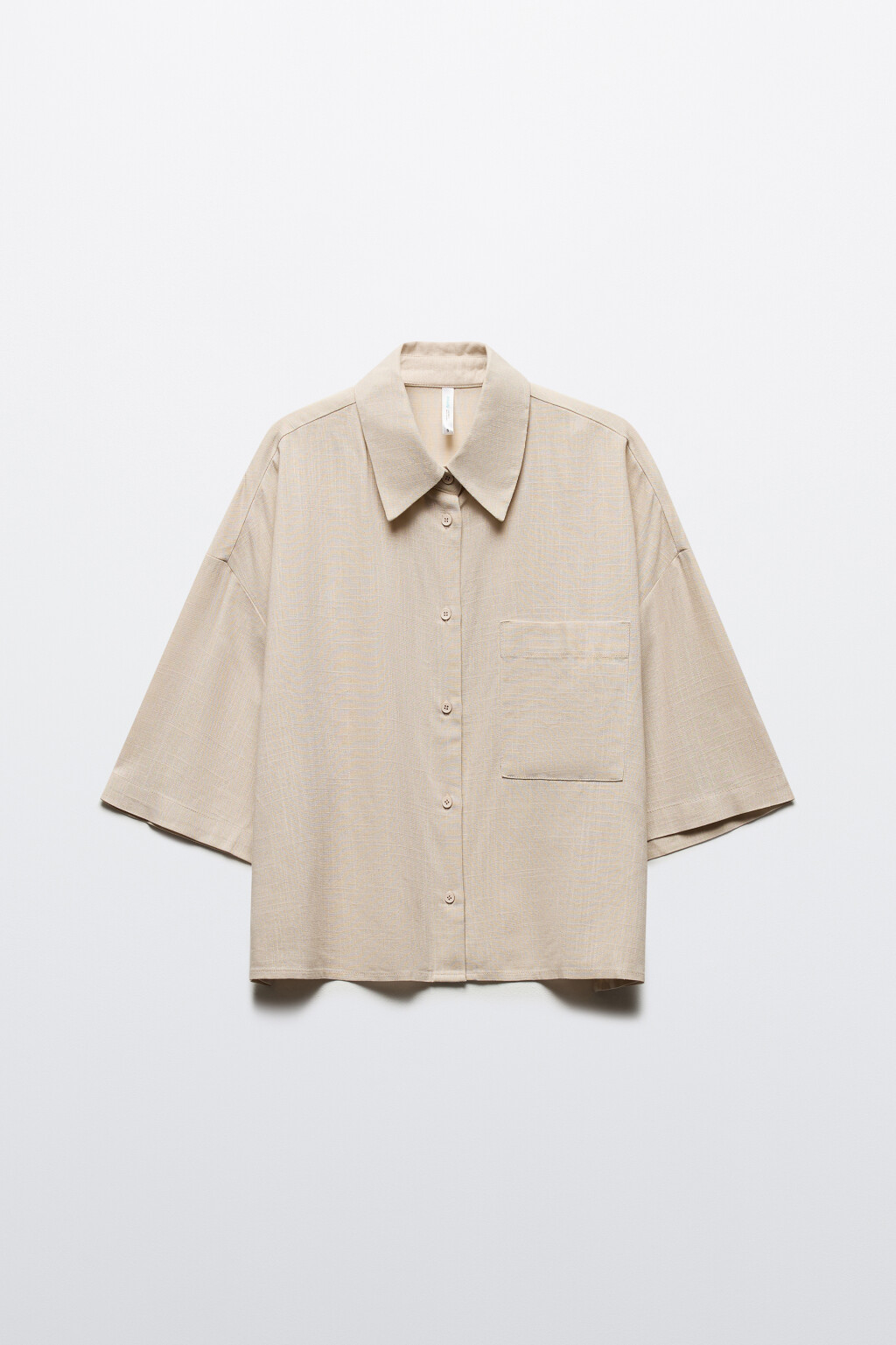 Рубашка укороченная из вискозы со льном - цвет коричневый - 7