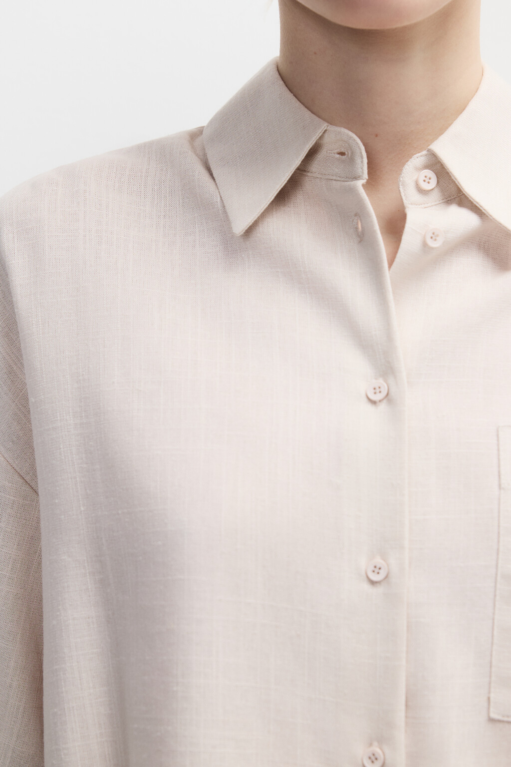 Рубашка укороченная из вискозы со льном - цвет коричневый - 5