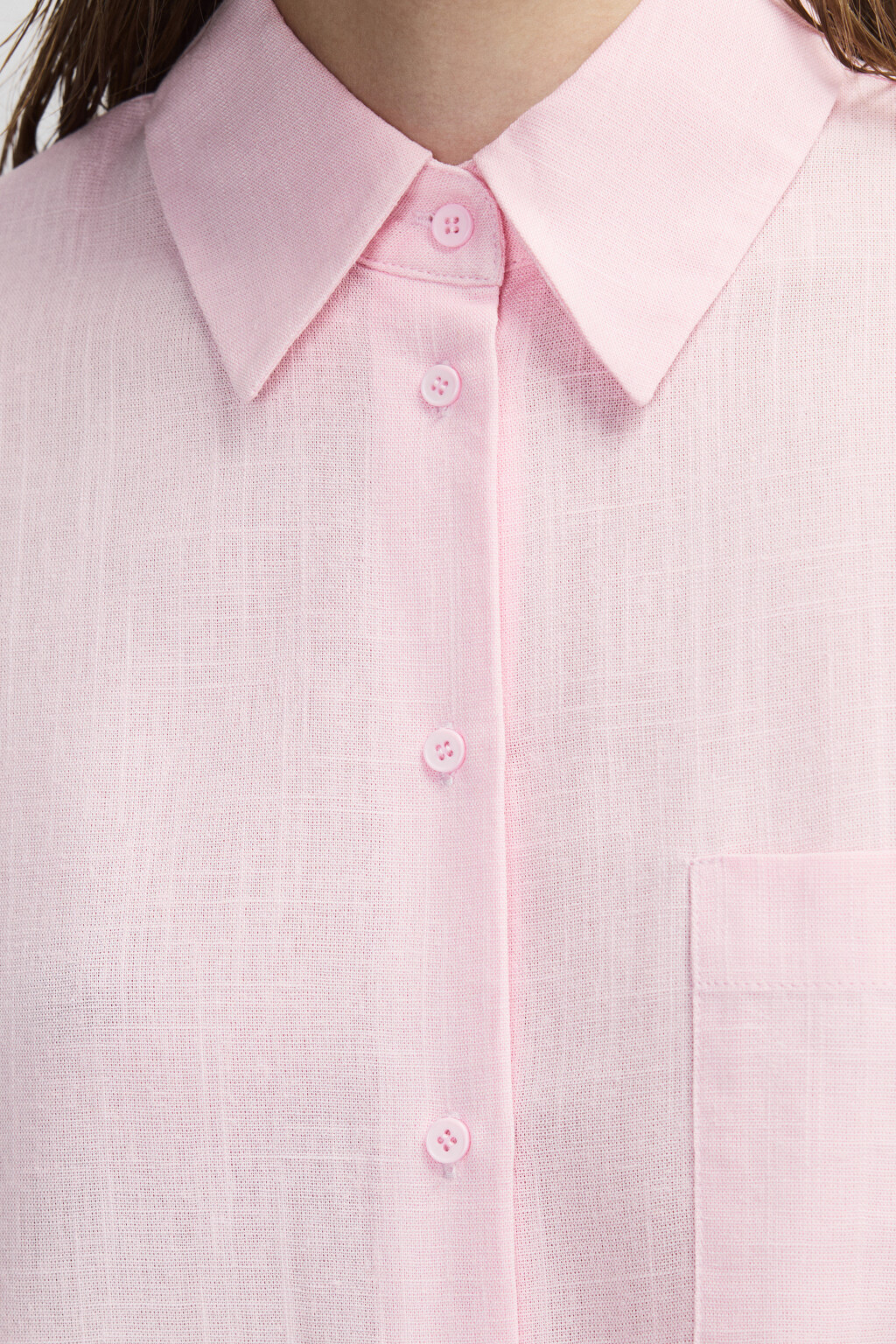 Рубашка укороченная из вискозы со льном - цвет розовый - 5
