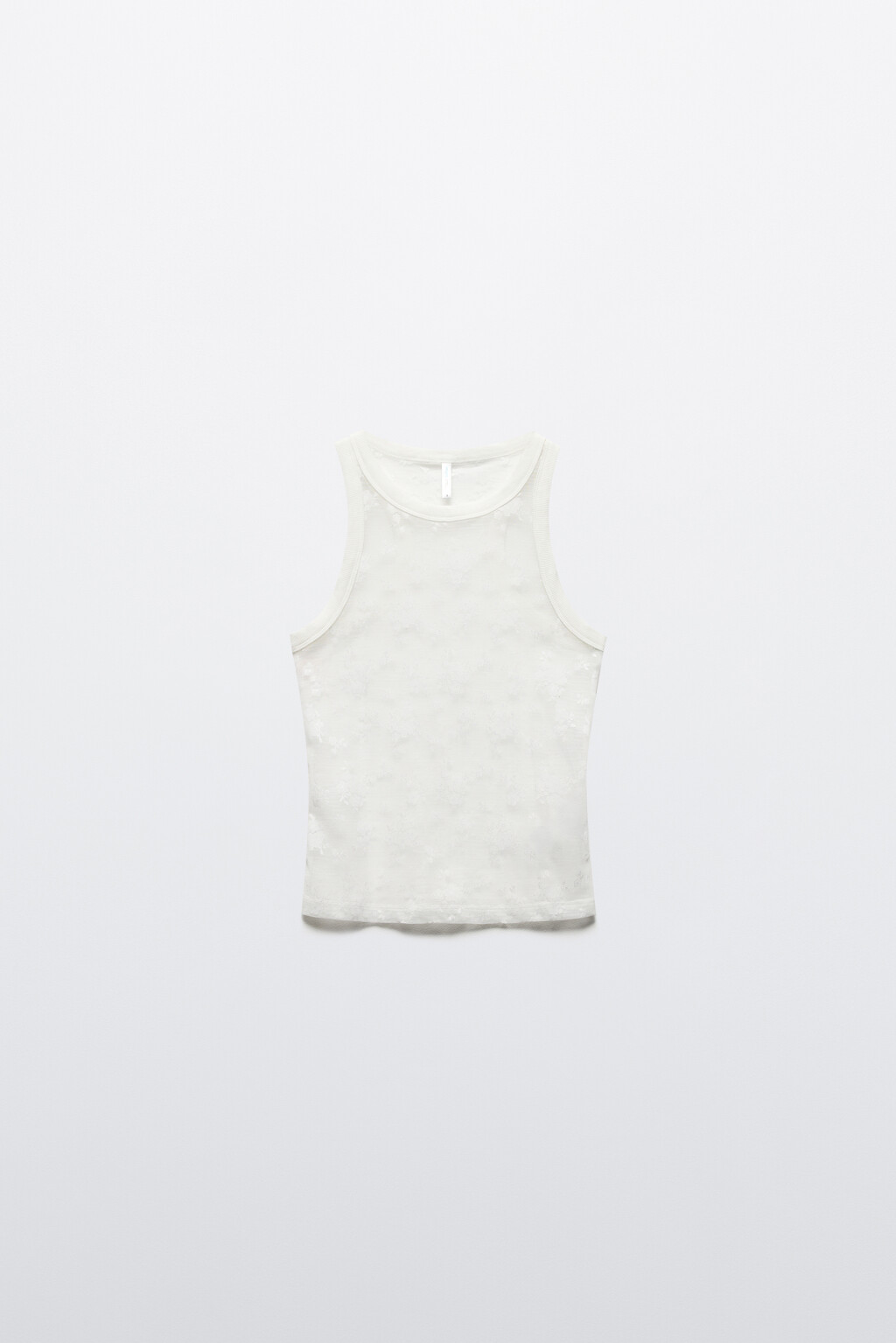 Майка облегающая из сетки с кружевом - цвет белый - 7