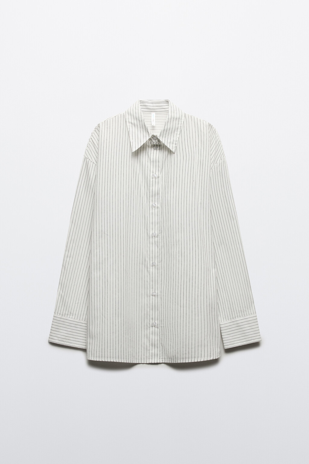 Рубашка oversize хлопковая в полоску - цвет черный - 7