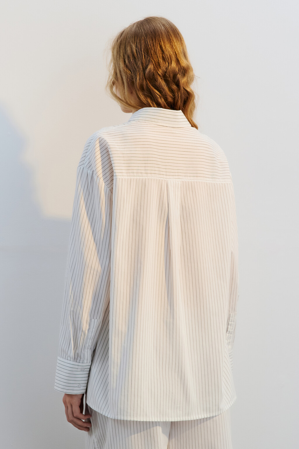 Рубашка oversize хлопковая в полоску - цвет черный - 3