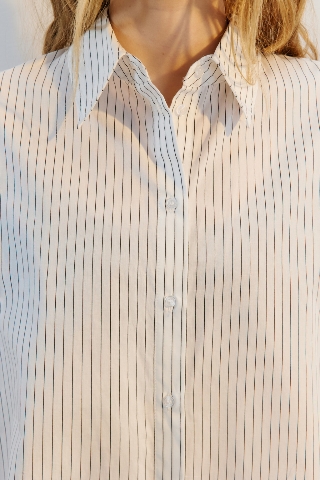 Рубашка oversize хлопковая в полоску - цвет черный - 5