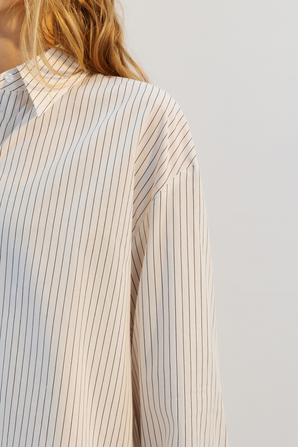 Рубашка oversize хлопковая в полоску - цвет черный - 6