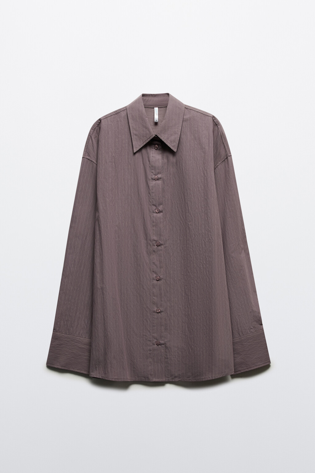 Рубашка oversize хлопковая в полоску - цвет коричневый - 7
