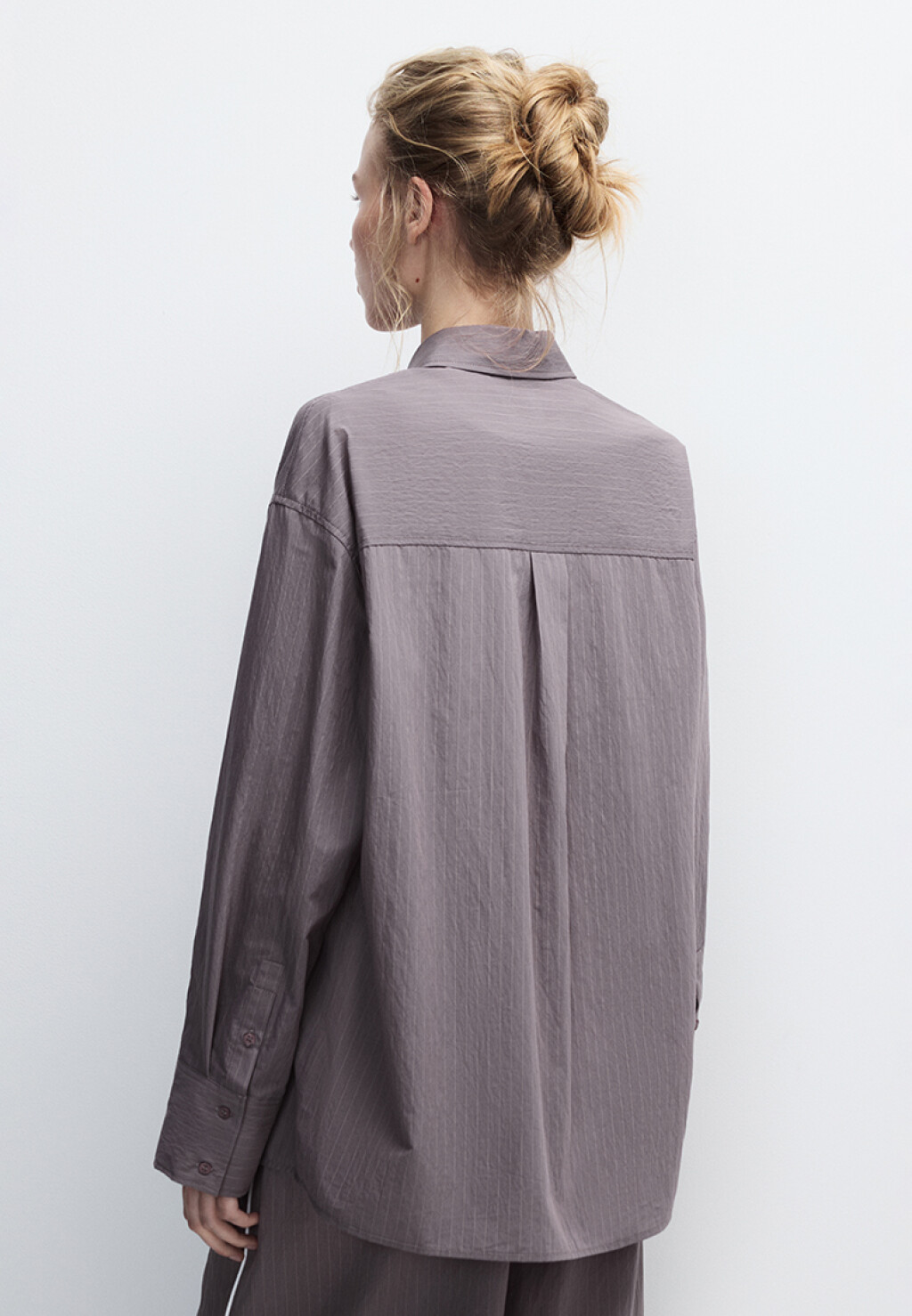 Рубашка oversize хлопковая в полоску - цвет коричневый - 3