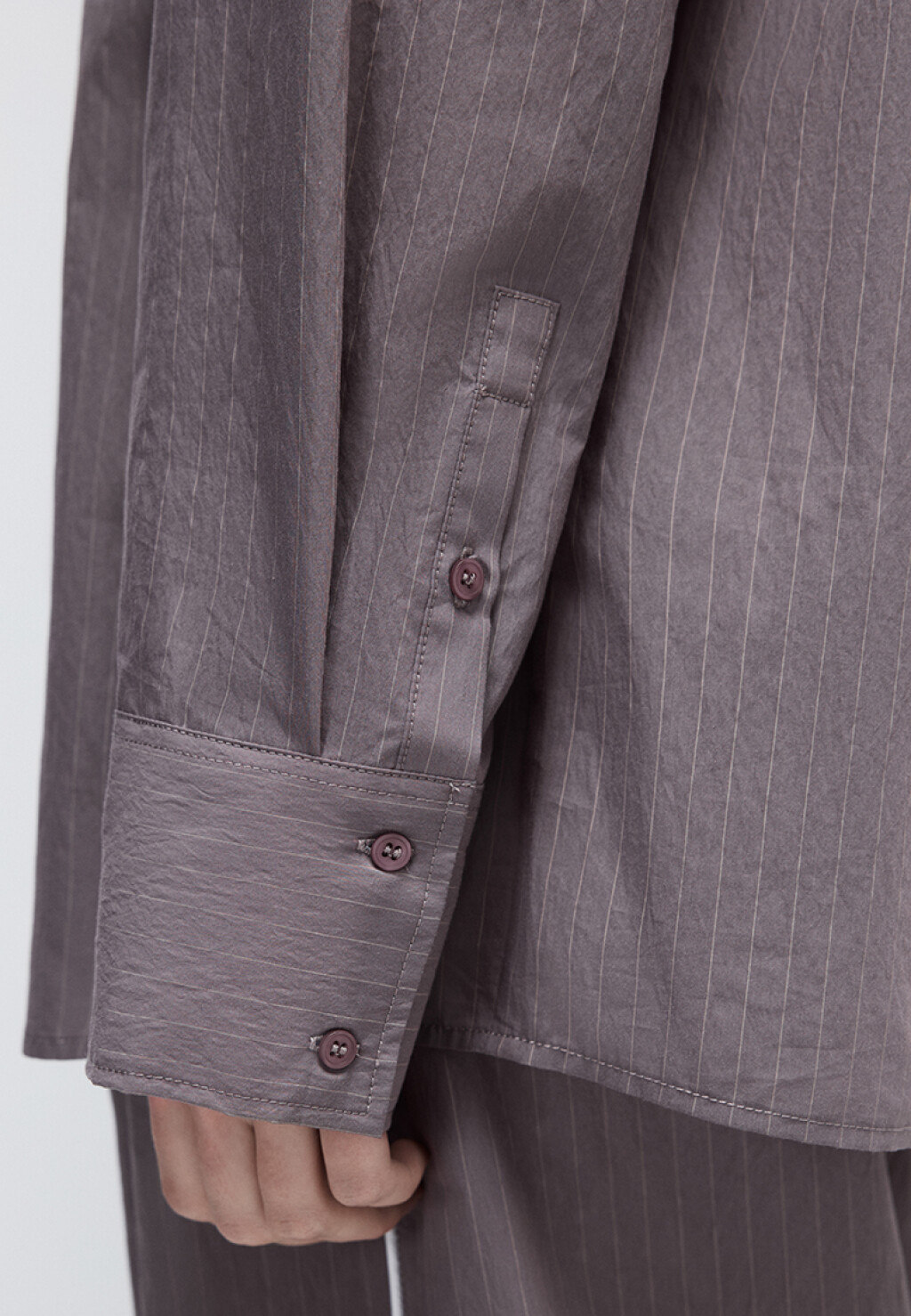 Рубашка oversize хлопковая в полоску - цвет коричневый - 6