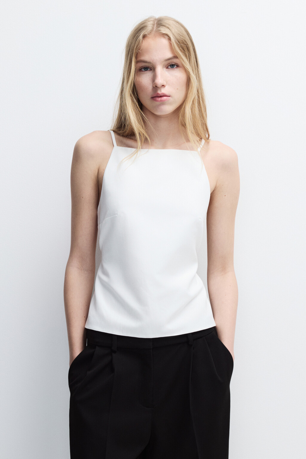 Топ на бретелях с открытой спиной - цвет белый - 3