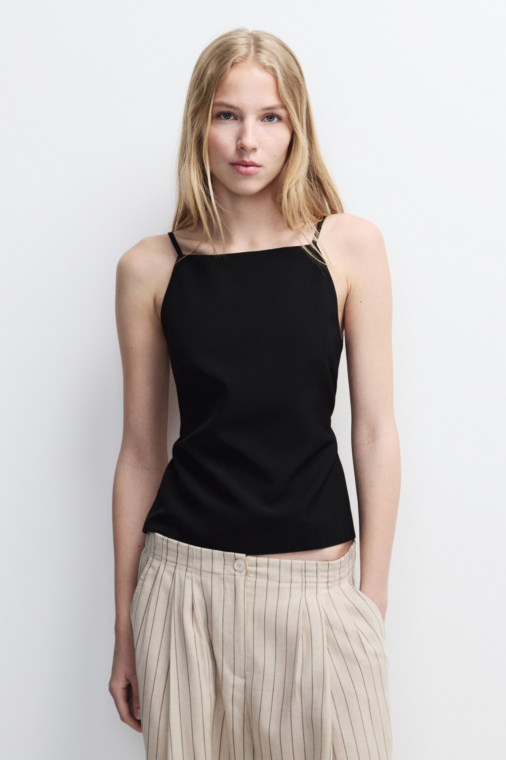 Топ на бретелях с открытой спиной - цвет черный - 3