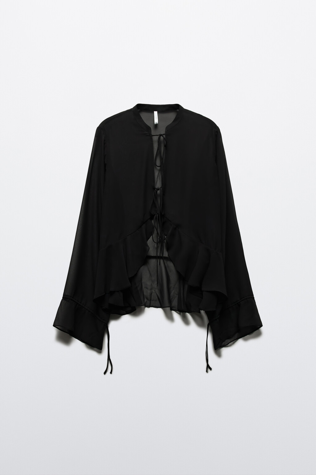 Блузка шифоновая с воланами - цвет черный - 7
