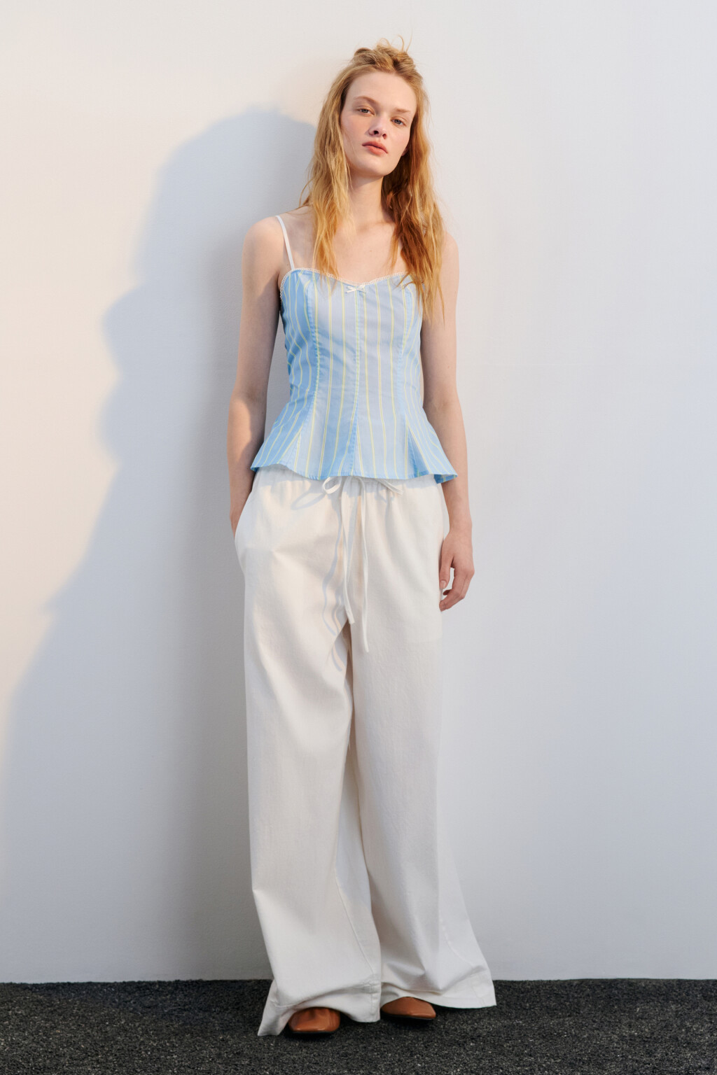 Топ облегающий на бретельках - цвет голубой - 4