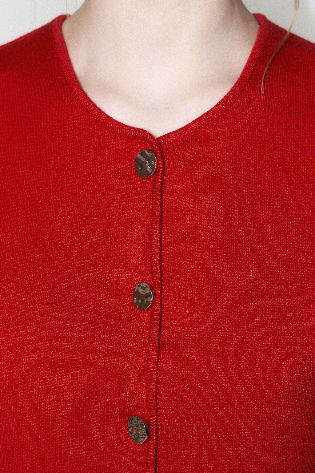 Жилет короткий трикотажный на пуговицах - цвет красный - 5