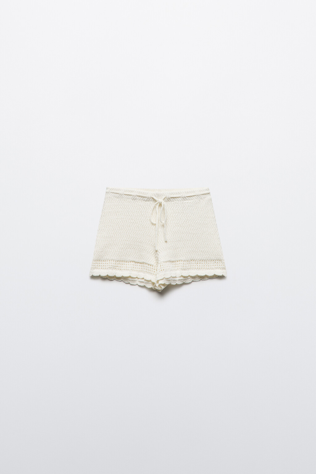Шорты вязаные с кружевом - цвет молочный - 7
