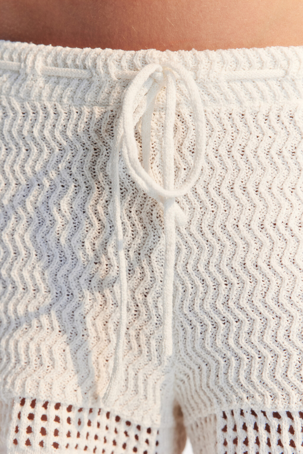 Шорты вязаные с кружевом - цвет молочный - 5