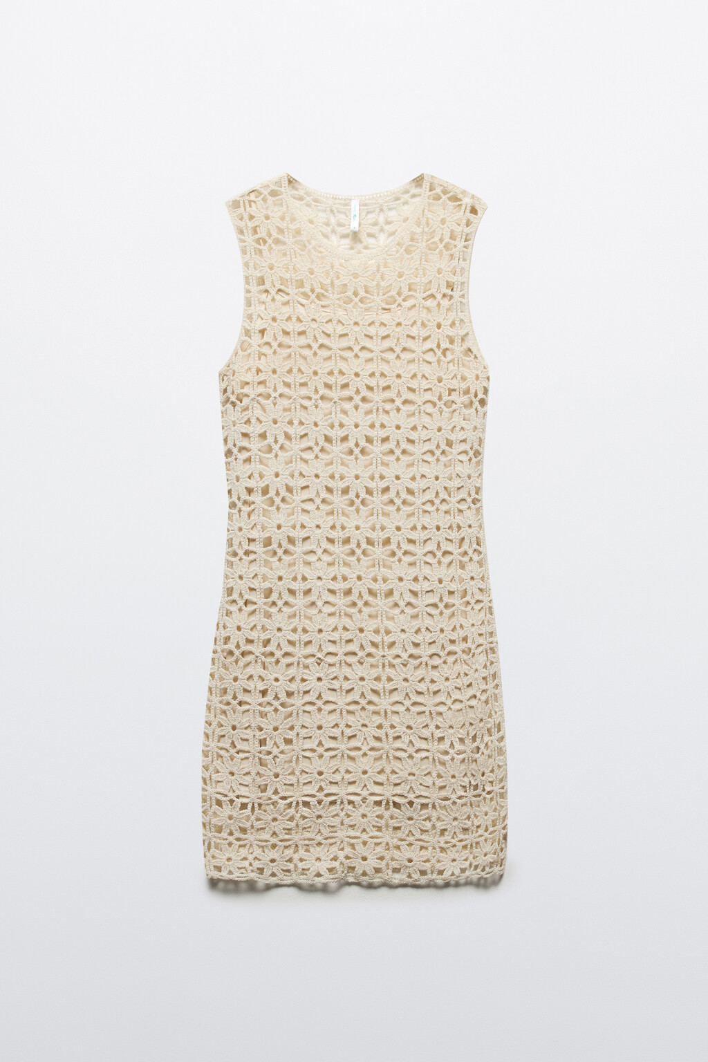 Платье мини вязаное ажурное - цвет молочный - 9