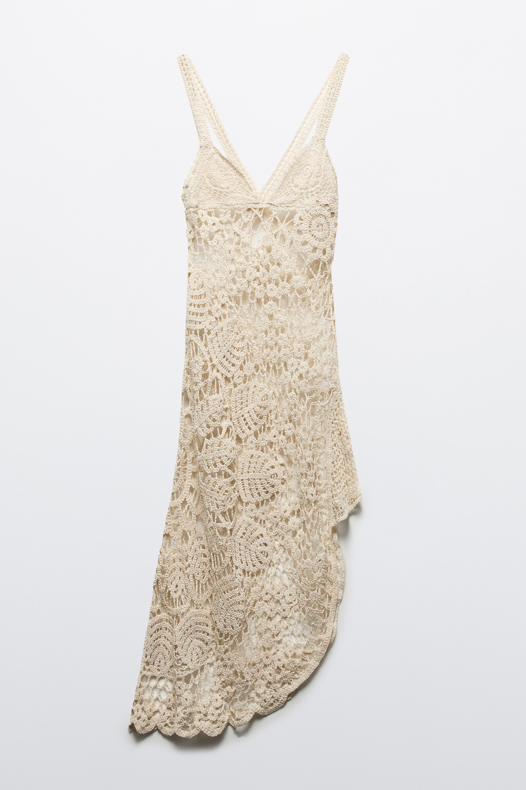 Платье миди ажурное асимметричное - цвет молочный - 10