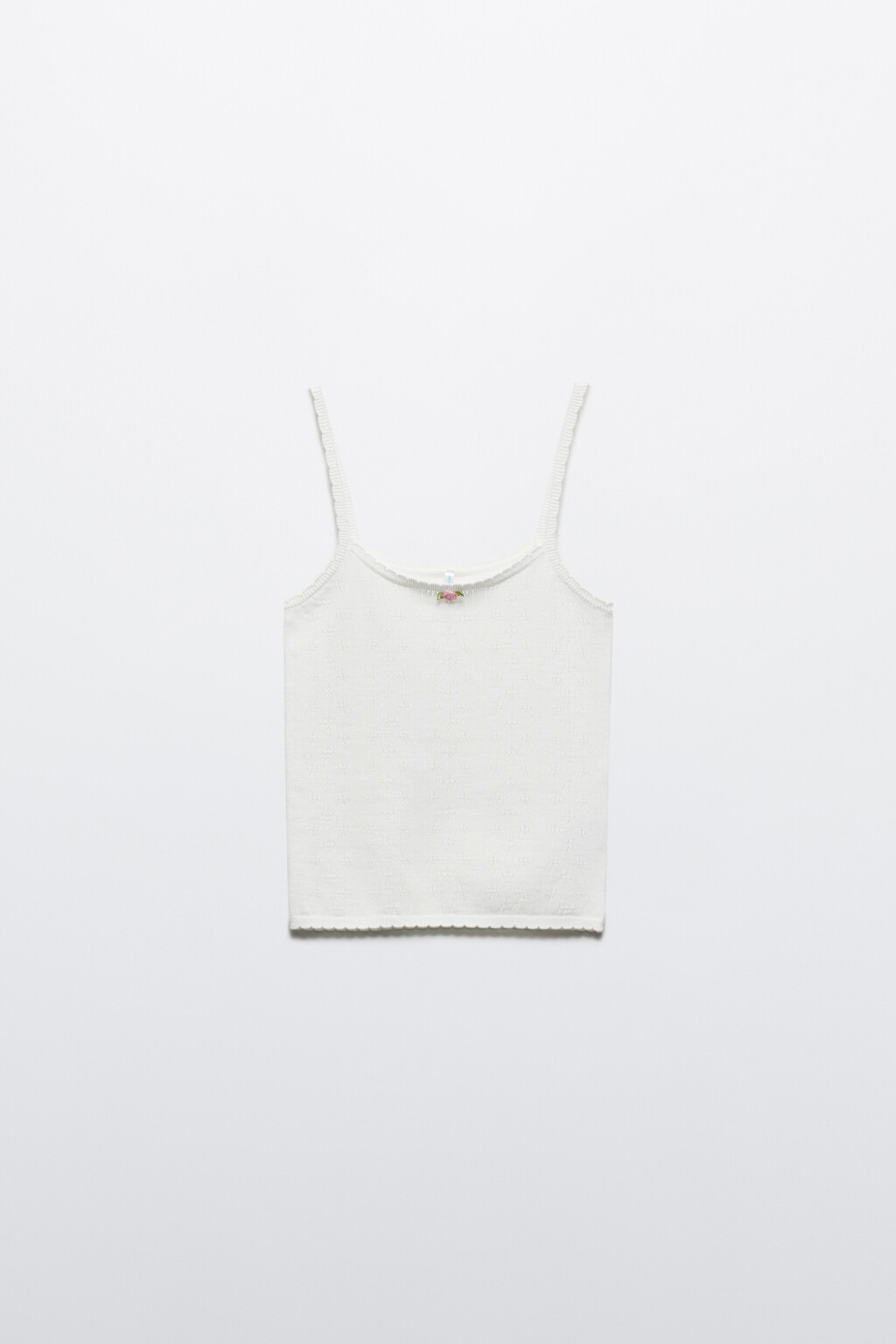 Майка ажурная на тонких бретельках - цвет молочный - 7