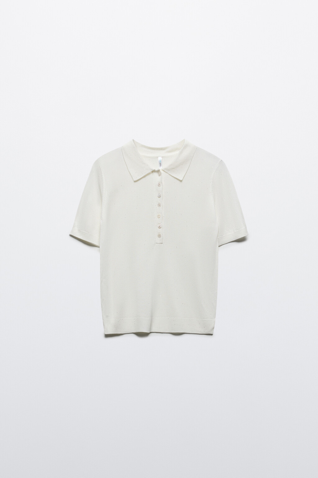 Джемпер-поло вискозный с пайетками - цвет молочный - 8