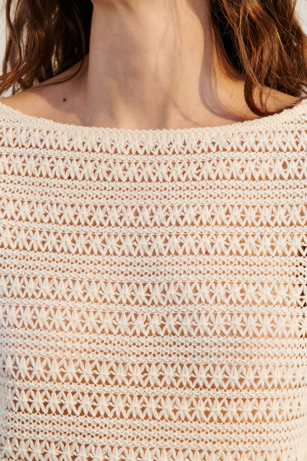 Джемпер ажурный с расклешенными рукавами - цвет молочный - 7