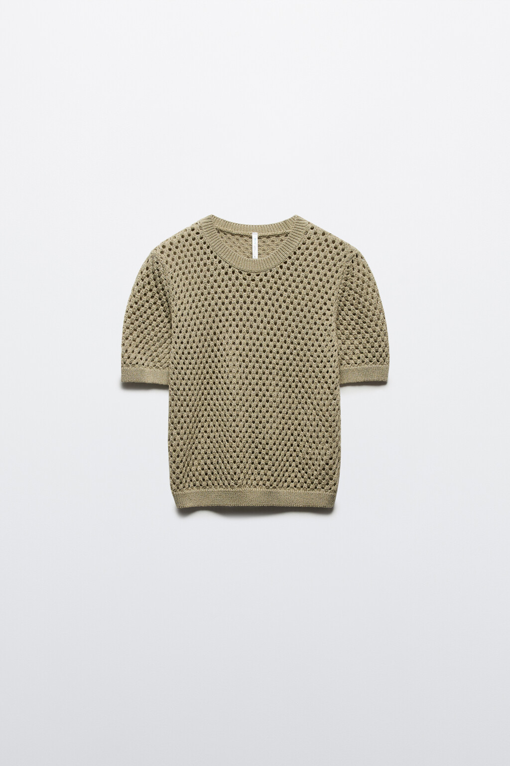 Джемпер ажурный с короткими рукавами - цвет зеленый - 7