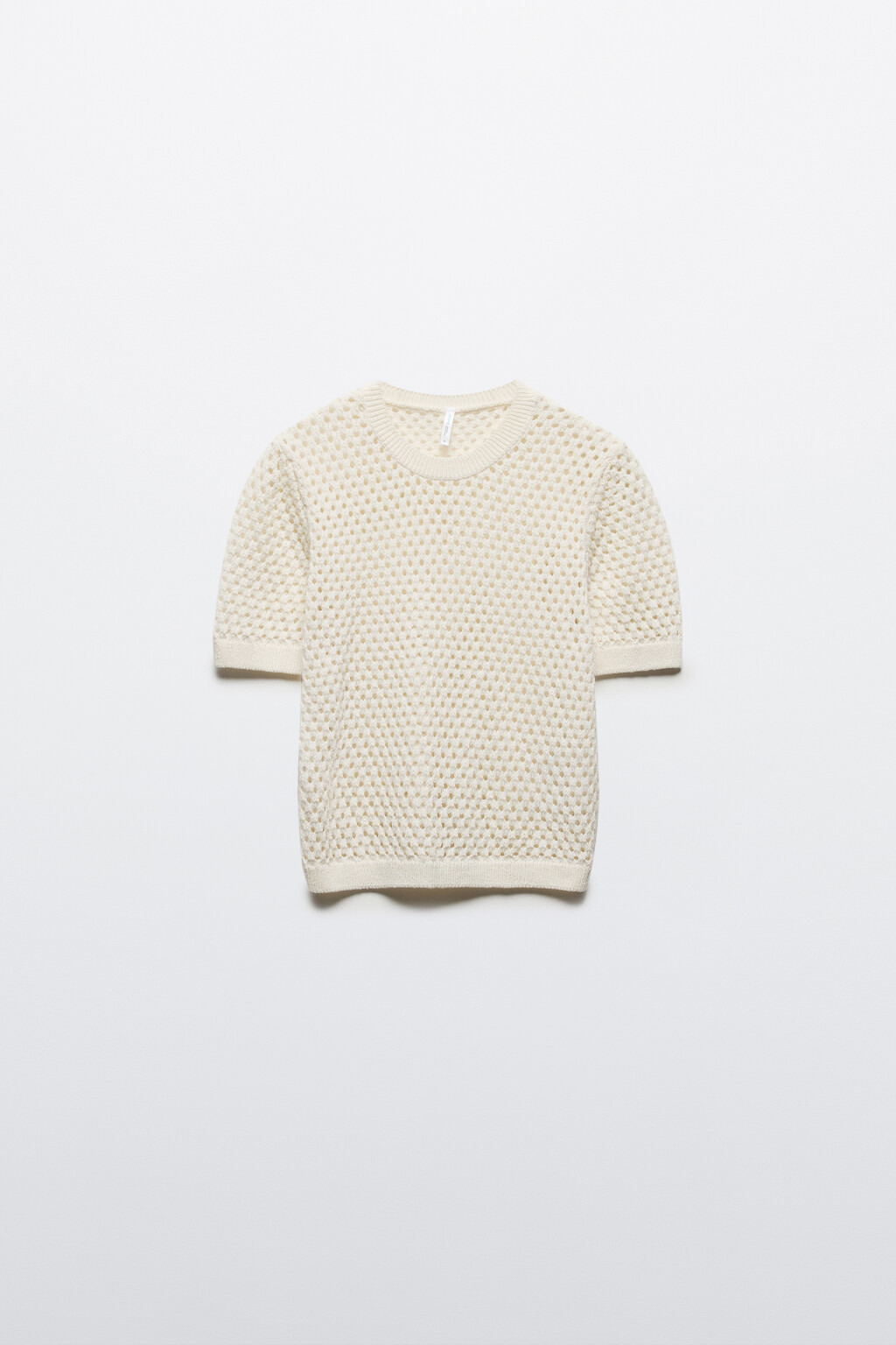 Джемпер ажурный с короткими рукавами - цвет молочный - 7