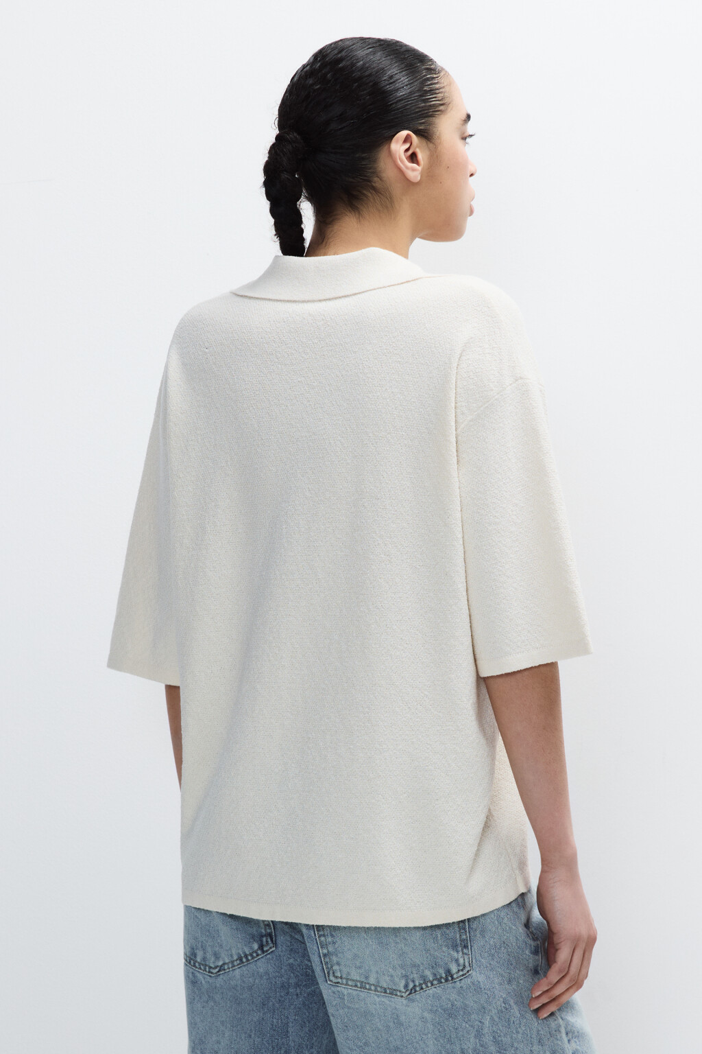 Джемпер тонкой вязки с воротником - цвет бежевый - 3