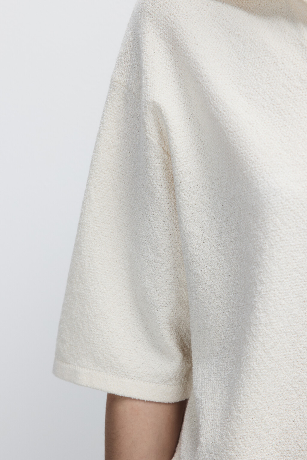 Джемпер тонкой вязки с воротником - цвет бежевый - 6