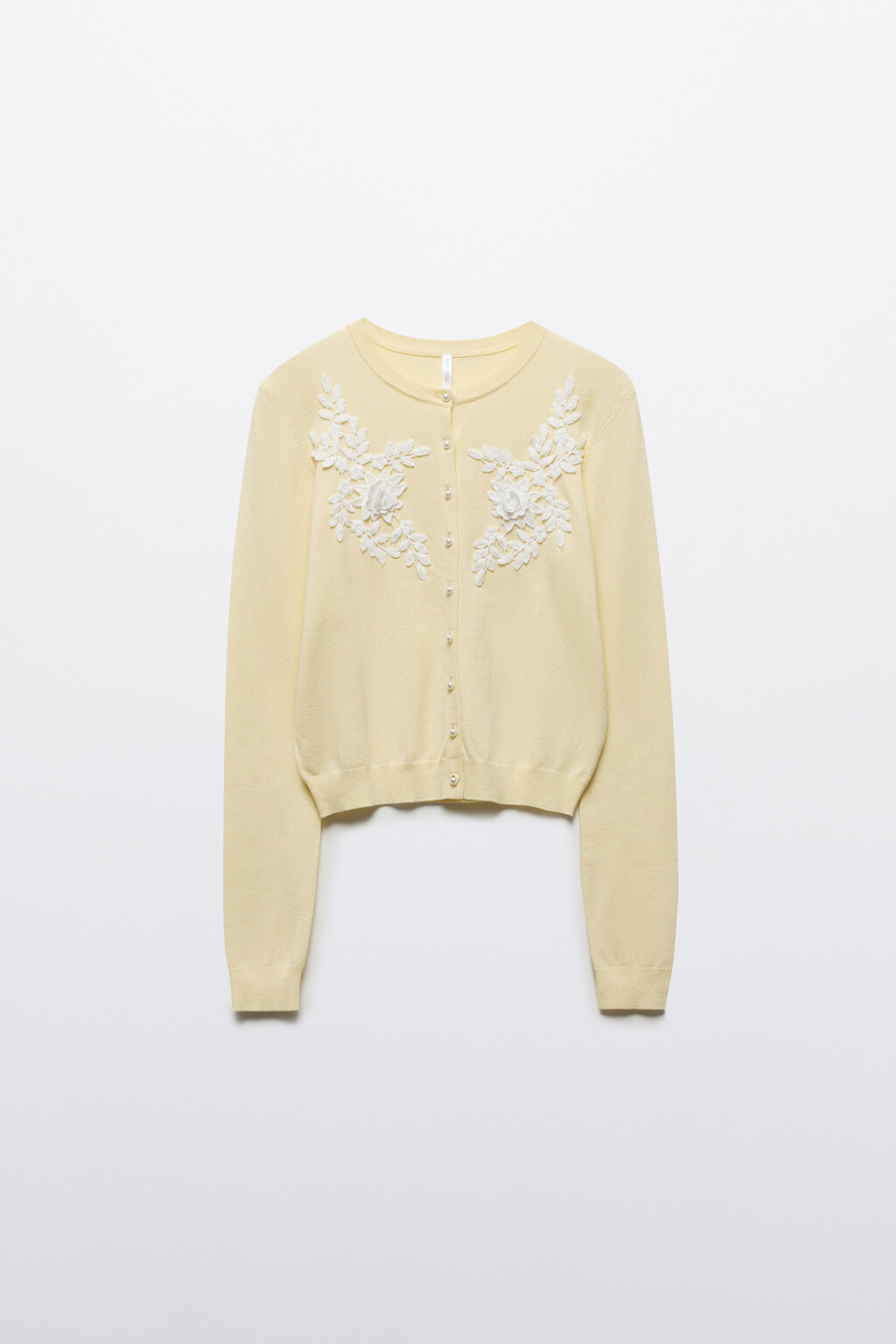 Кардиган на пуговицах с цветочной вышивкой - цвет желтый - 8