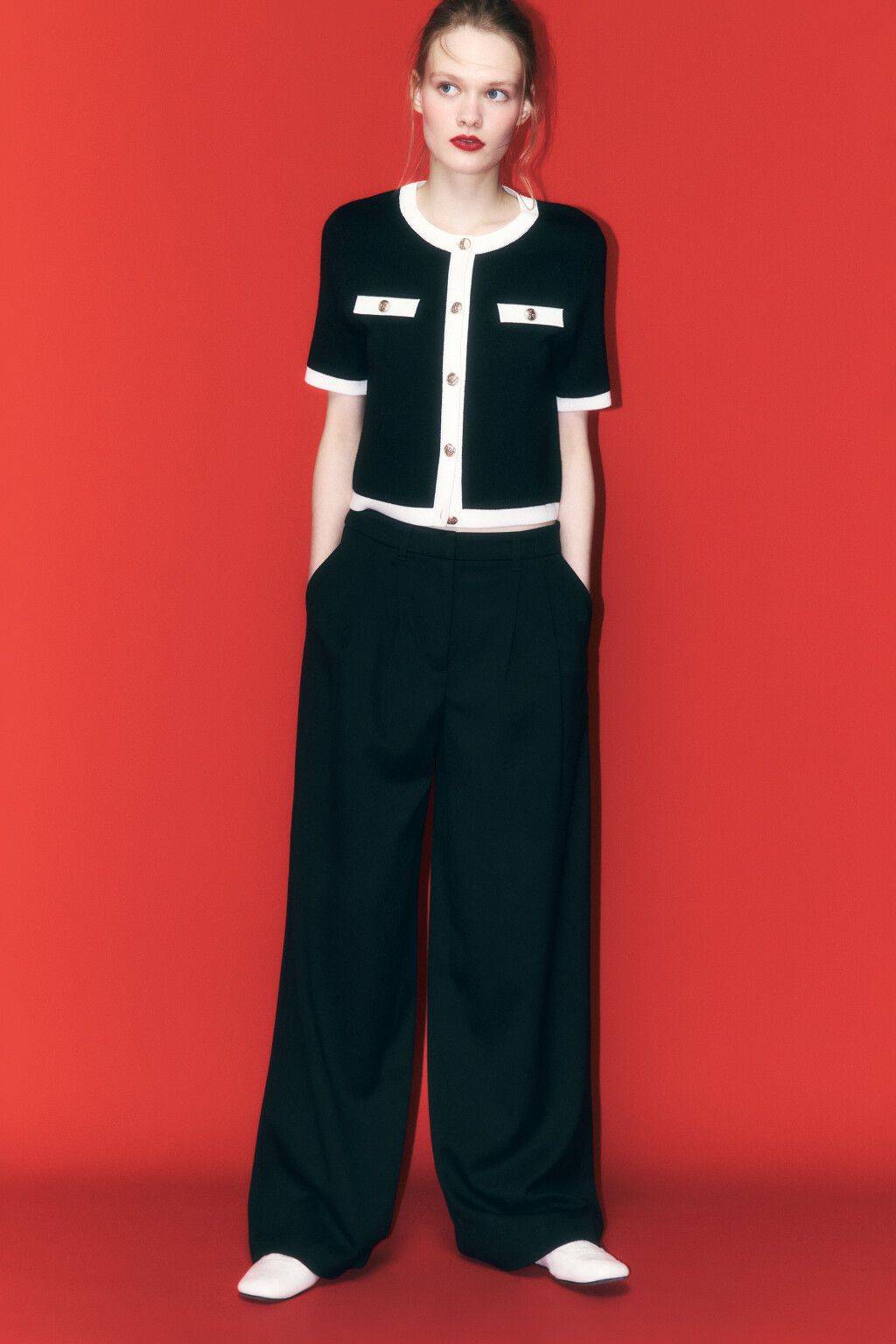 Кардиган на пуговицах с короткими рукавами - цвет черный - 2