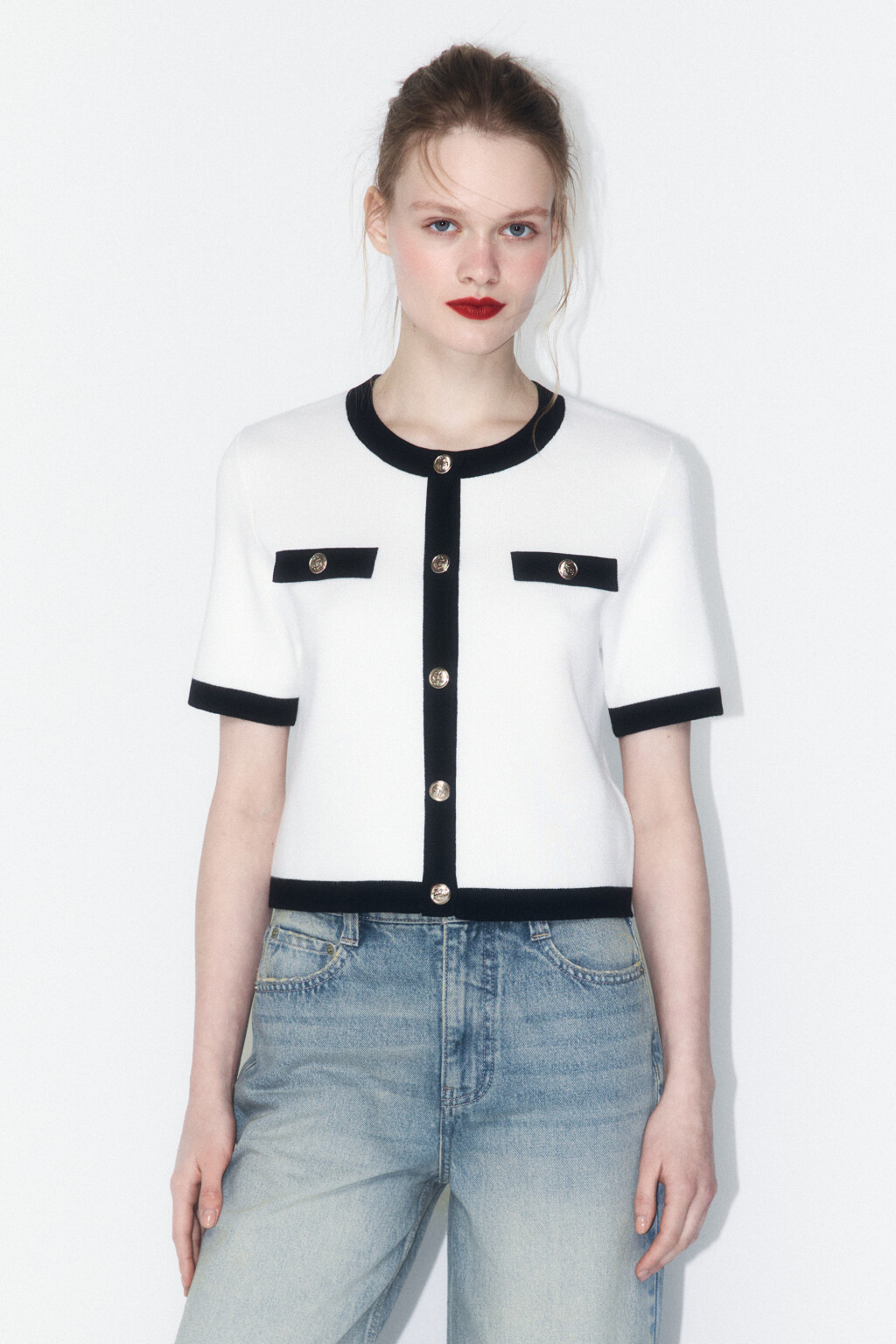 Кардиган на пуговицах с короткими рукавами - цвет молочный - 2