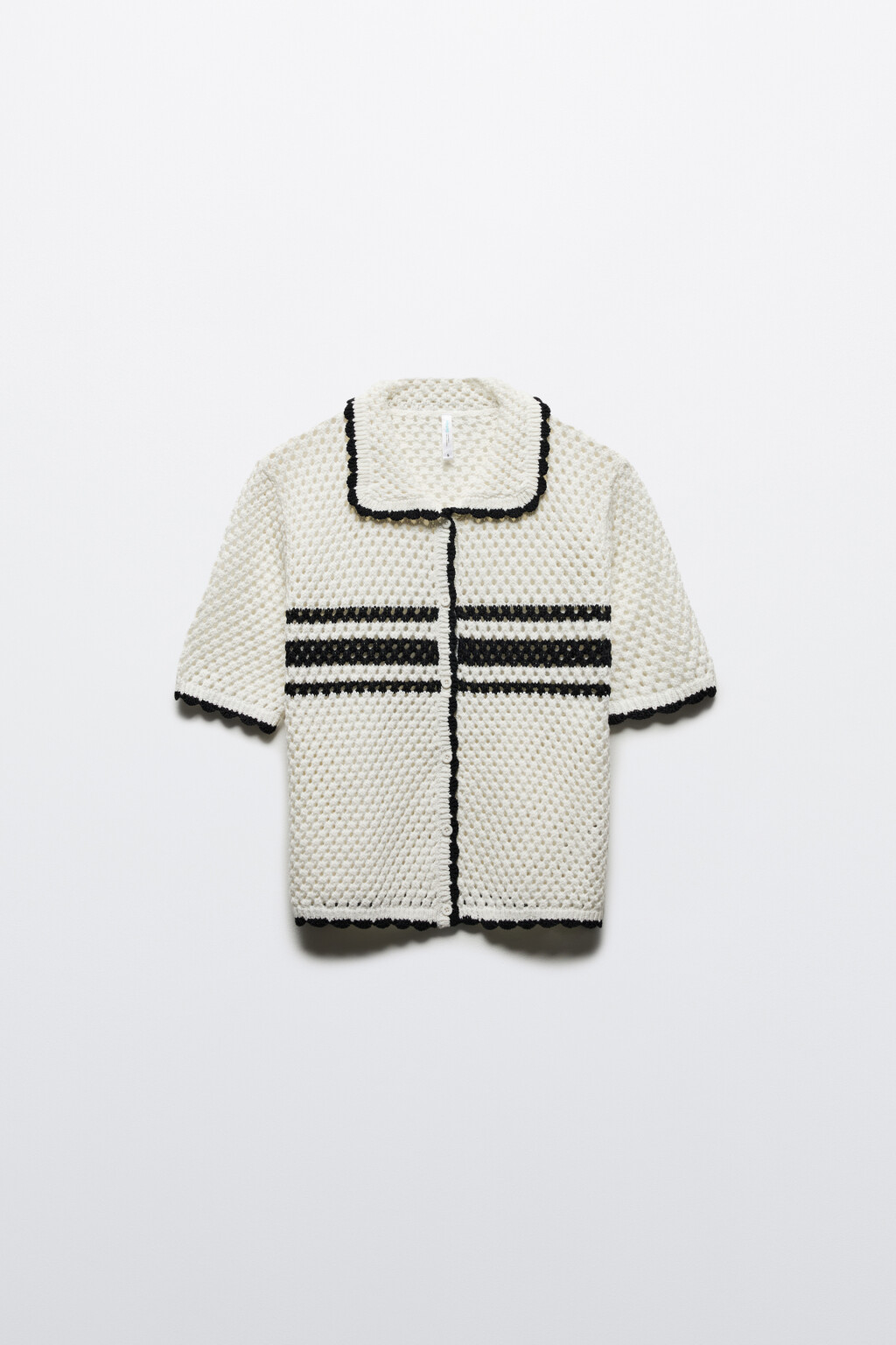 Джемпер ажурный на пуговицах - цвет молочный - 7