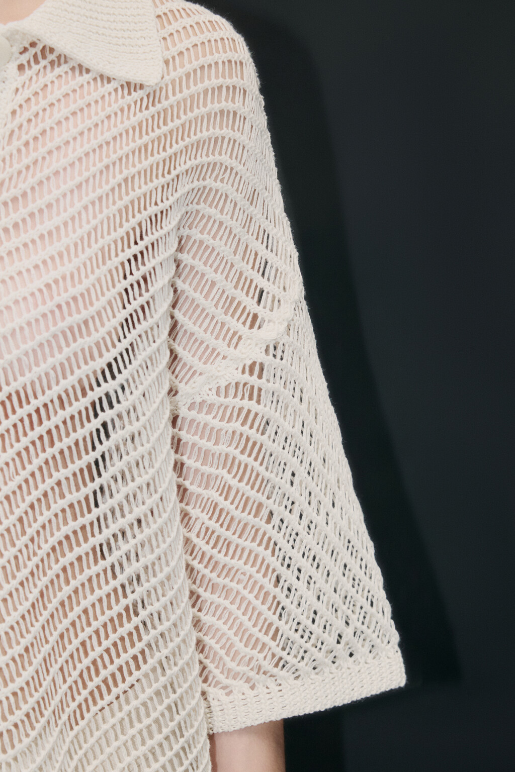 Рубашка-сетка ажурная с короткими рукавами - цвет бежевый - 7