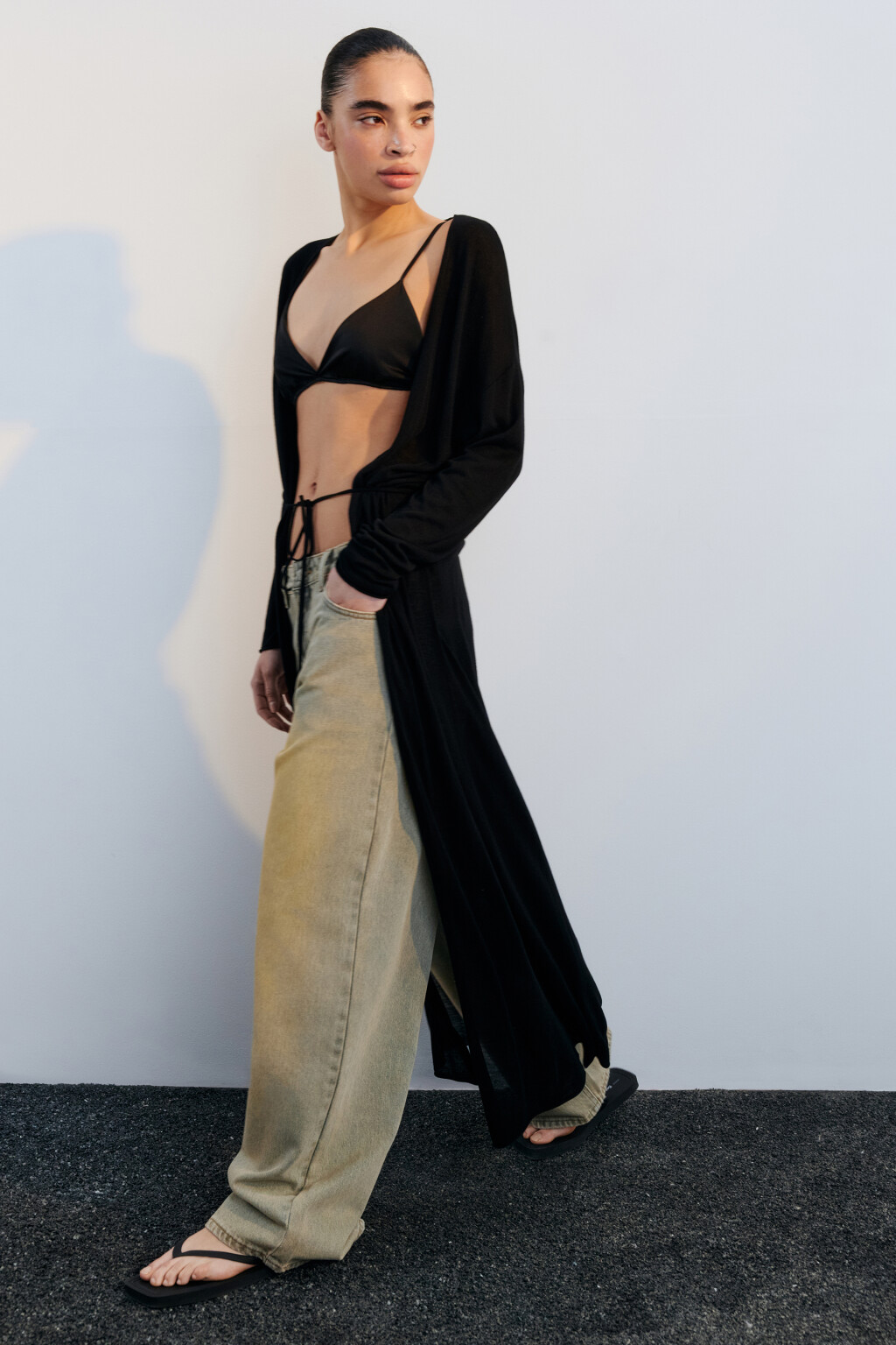 Кардиган макси из тонкой вискозы - цвет черный - 1