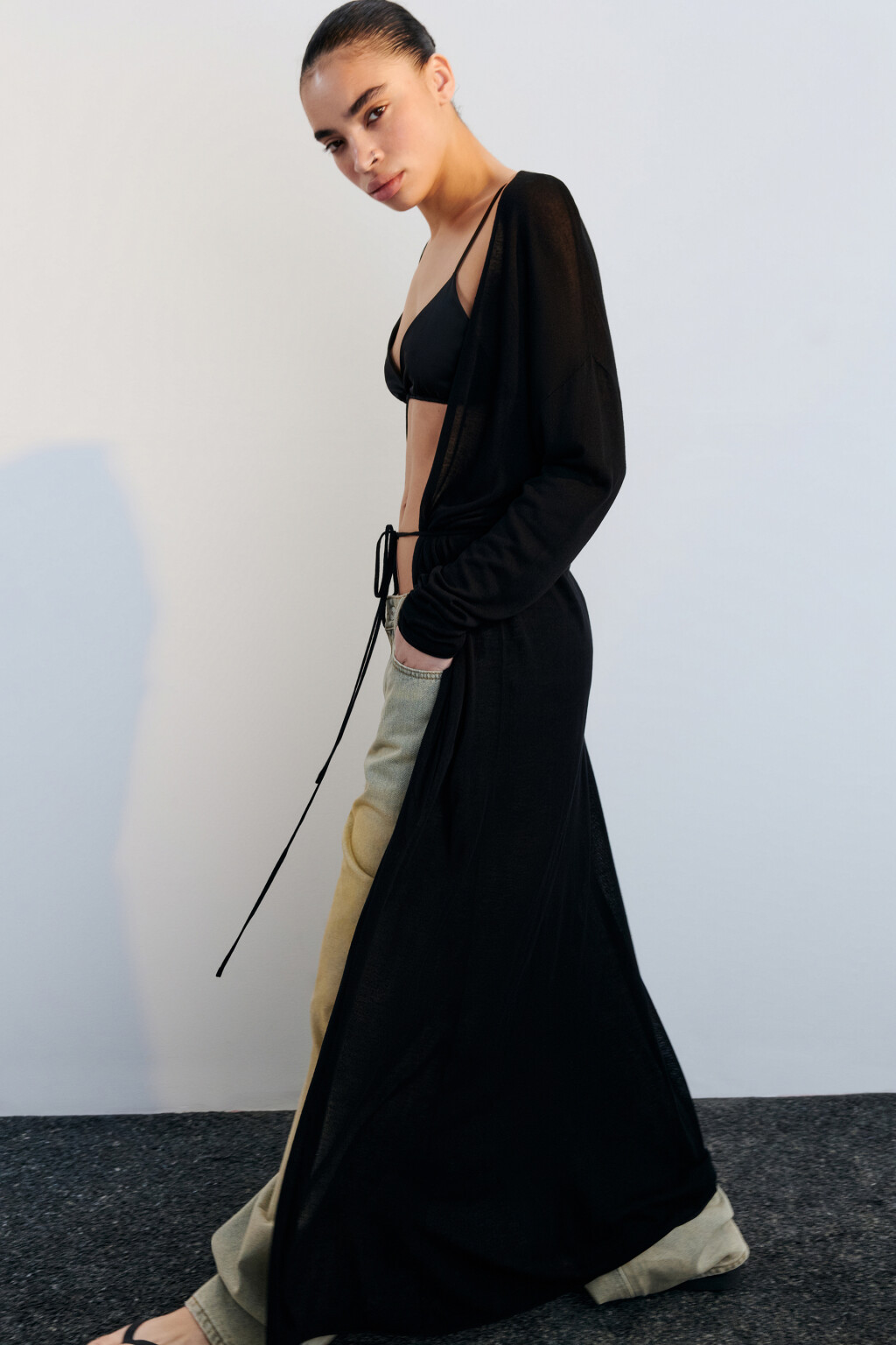 Кардиган макси из тонкой вискозы - цвет черный - 2