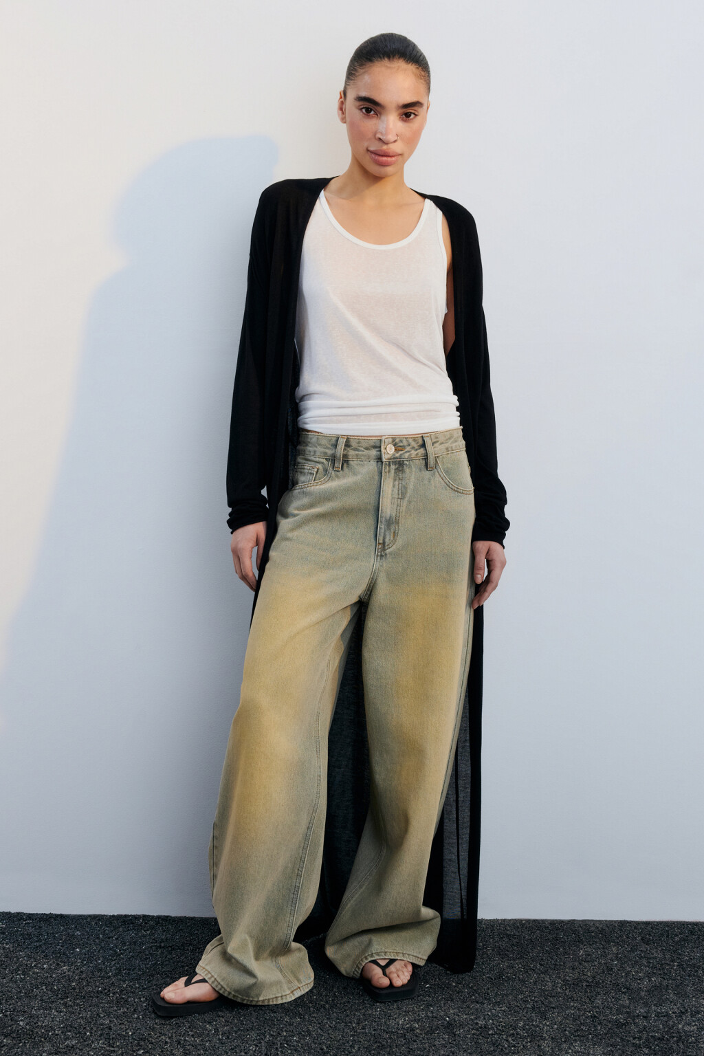 Кардиган макси из тонкой вискозы - цвет черный - 3