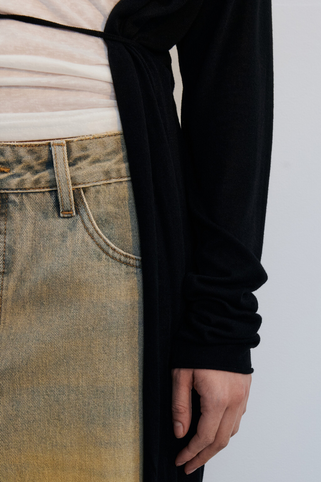 Кардиган макси из тонкой вискозы - цвет черный - 7