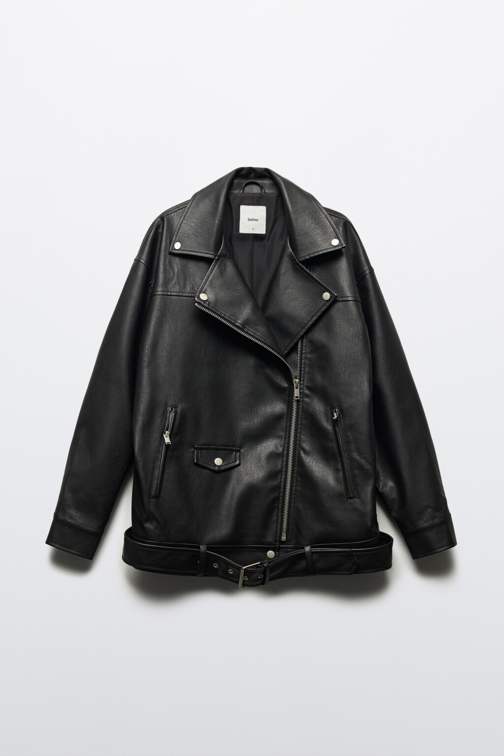 Куртка-косуха свободная с ремнем - цвет черный - 9