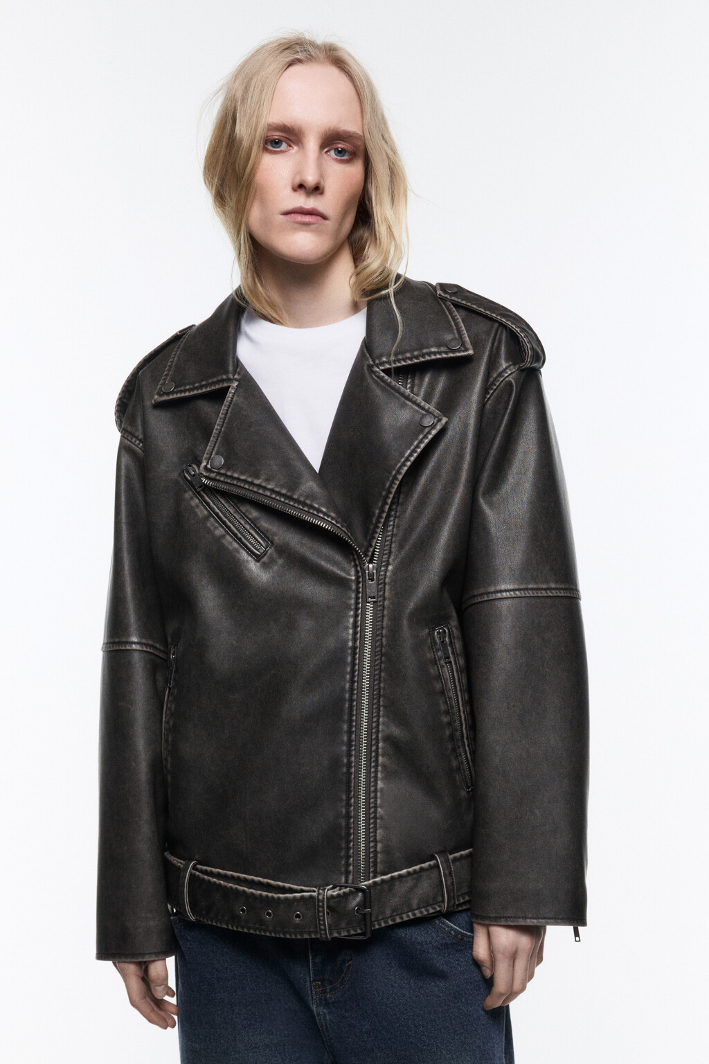 Куртка-косуха oversize со шнуровкой и ремнем - цвет черный - 3