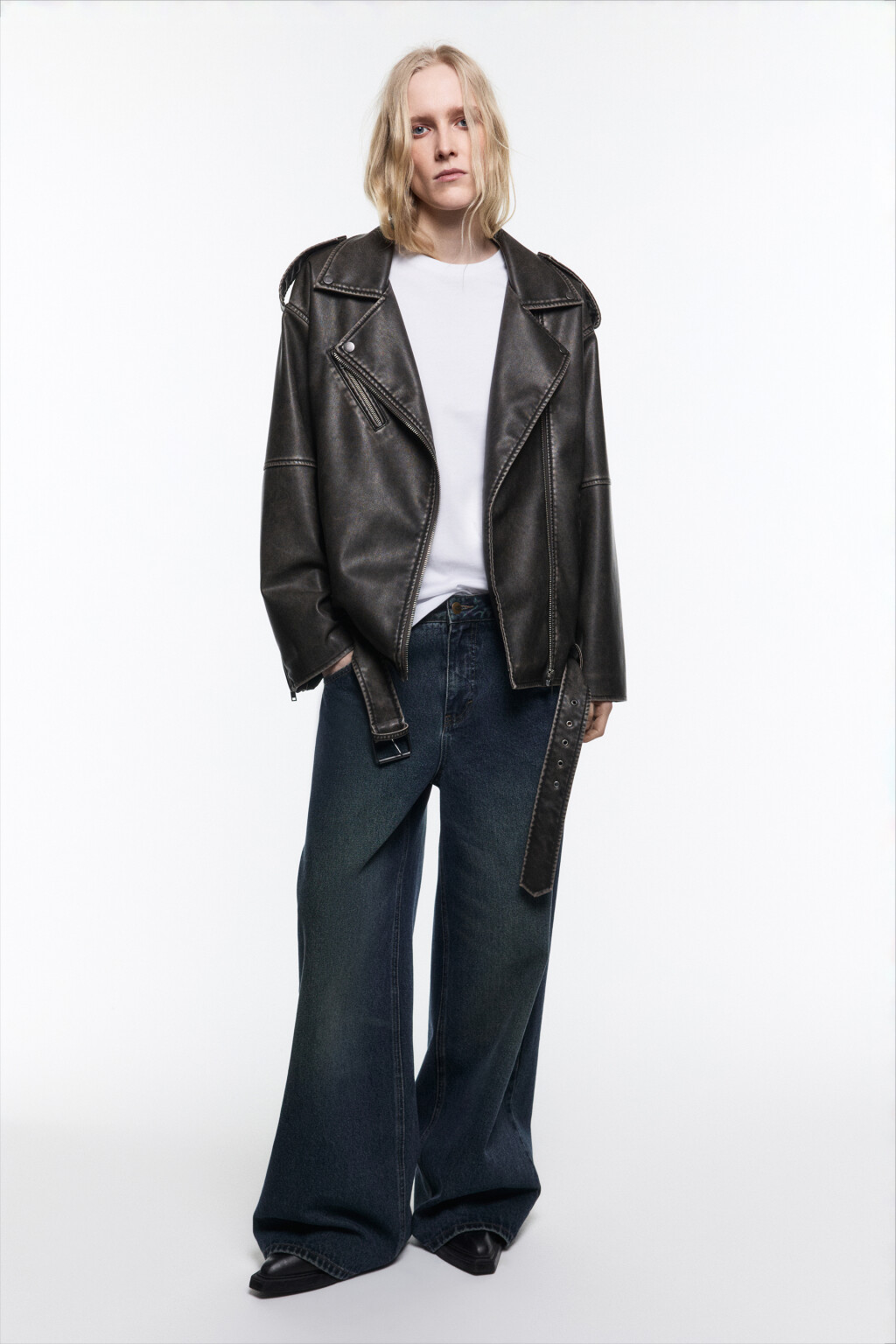 Куртка-косуха oversize со шнуровкой и ремнем - цвет черный - 5