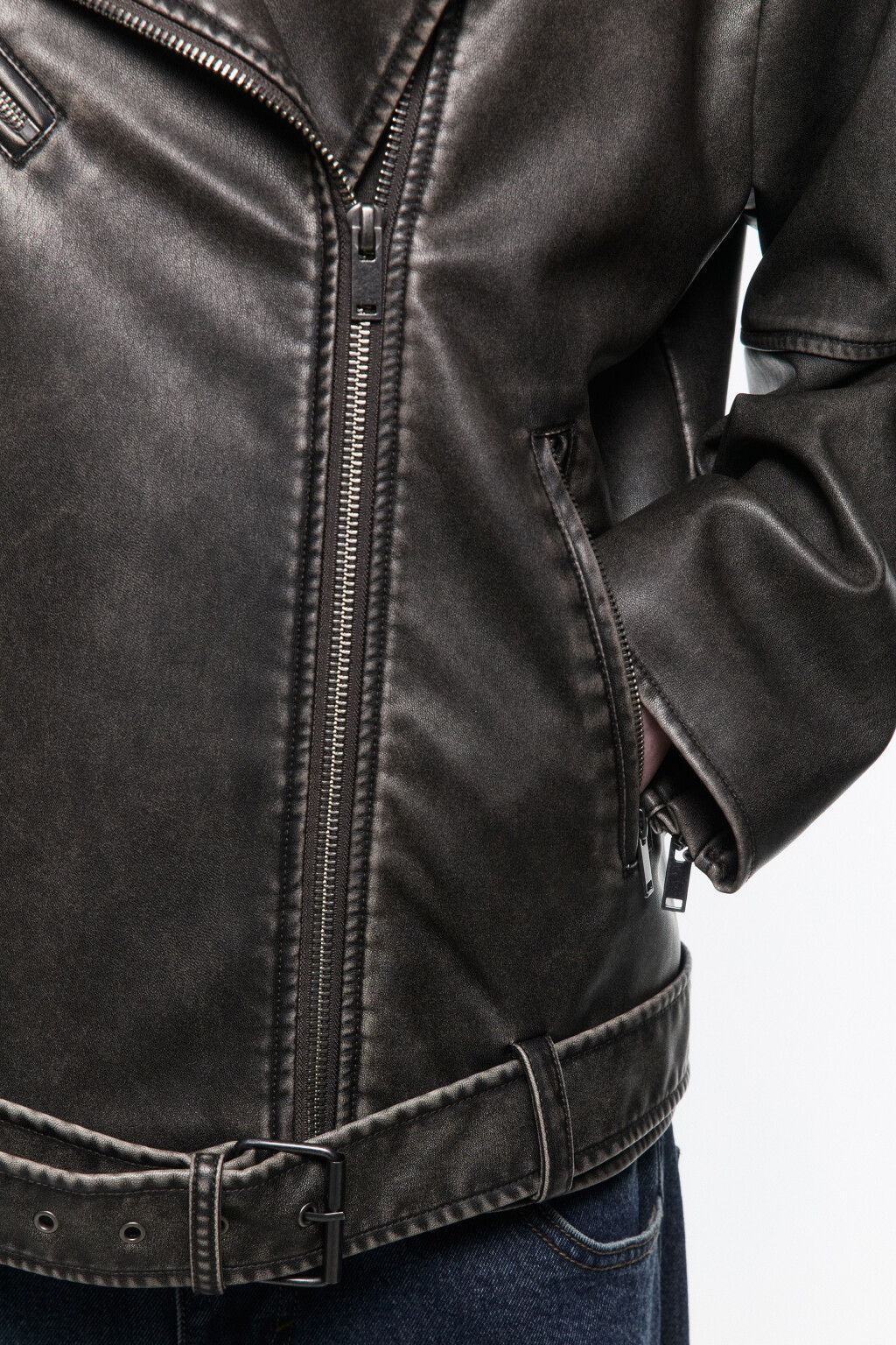 Куртка-косуха oversize со шнуровкой и ремнем - цвет черный - 7