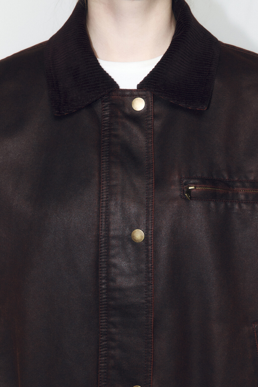 Куртка-бомбер с вельветовым воротником - цвет бежевый - 6