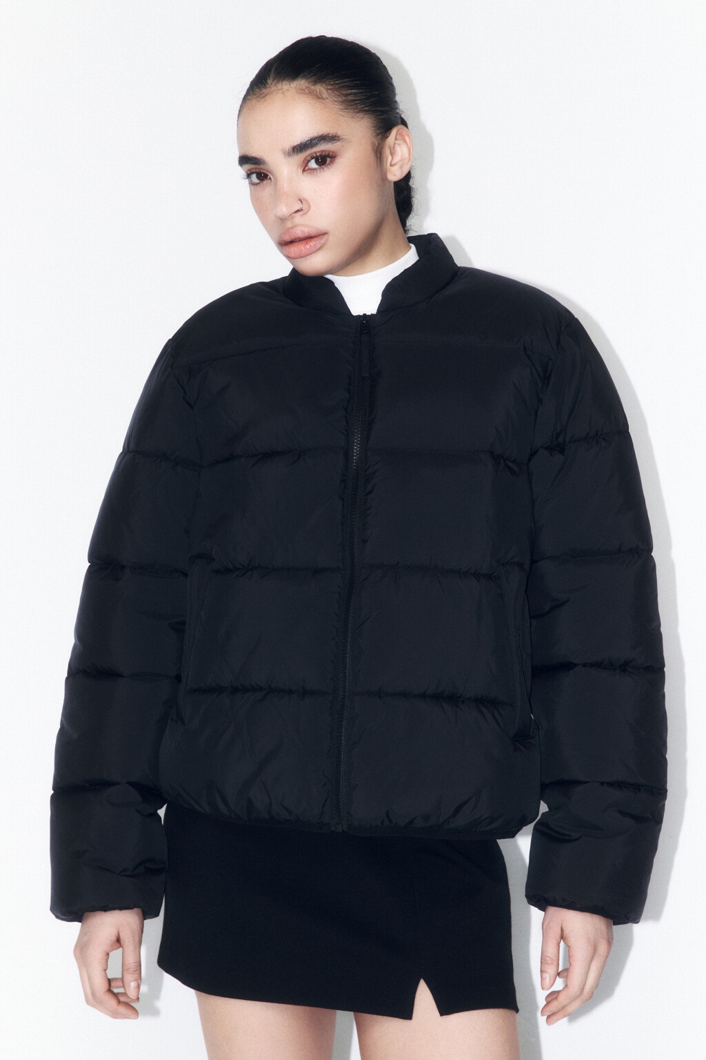 Куртка-бомбер стеганая на утеплителе - цвет черный - 2