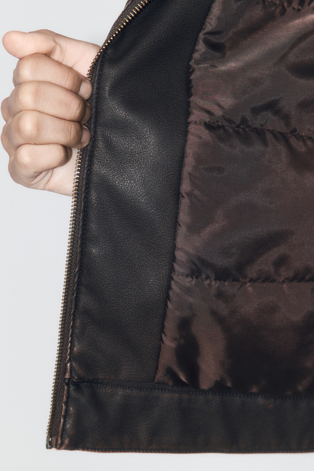Куртка из искусственной кожи в байкерском стиле - цвет коричневый - 7
