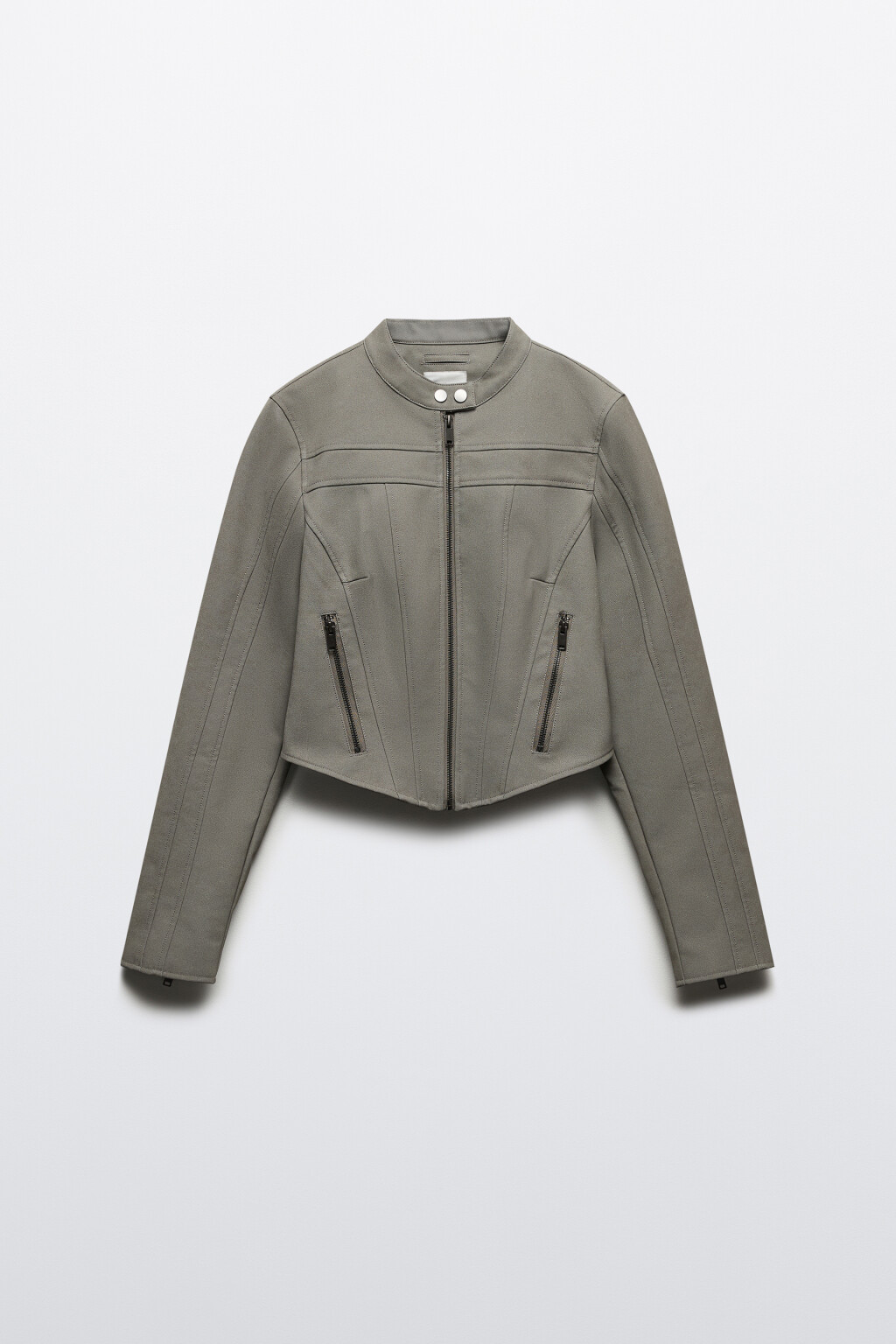 Куртка укороченная в байкерском стиле - цвет зеленый - 9